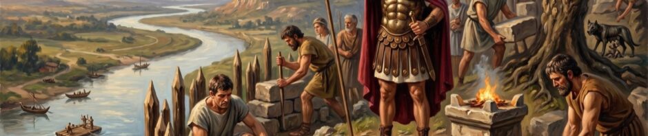 Oil painting: The Founding of Rome (April 21, 753 BC)